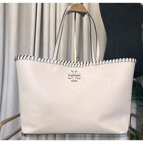 Authentic Tory Burch Winter White Leather Mcgraw Shoulder Bag - Picture 1 of 10